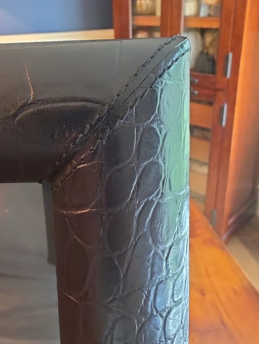 Ralph Lauren Bennett Black Alligator Embossed Leather And Silver Plate Frame